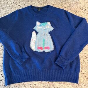 Upcycled Banana Republic blue cat patchwork sweater